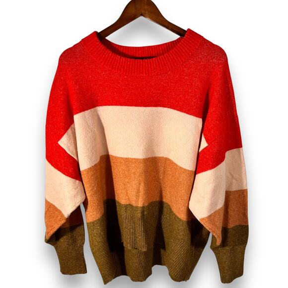 A New Day Sweater Stripe Oversized Pullover Crew Neck Women’s XL Color Block - Picture 3 of 10